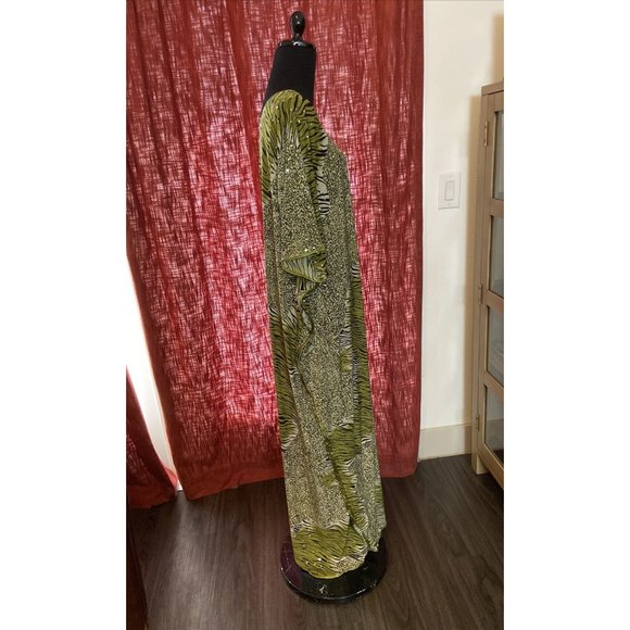 Vtg AL MAKDOOMI Kaftan Lounge Mumu Animal Print Safari Size S/M Dress Coverup - Picture 8 of 16